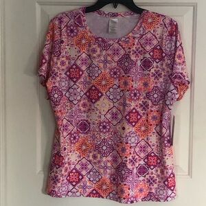 Time and Tru Women's Vibrant Patterned Swim Tee